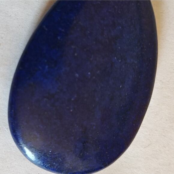 Natural Blue Lapis Beaded Teardrop Stone Necklace 15 inch Silver Accents - Picture 7 of 10